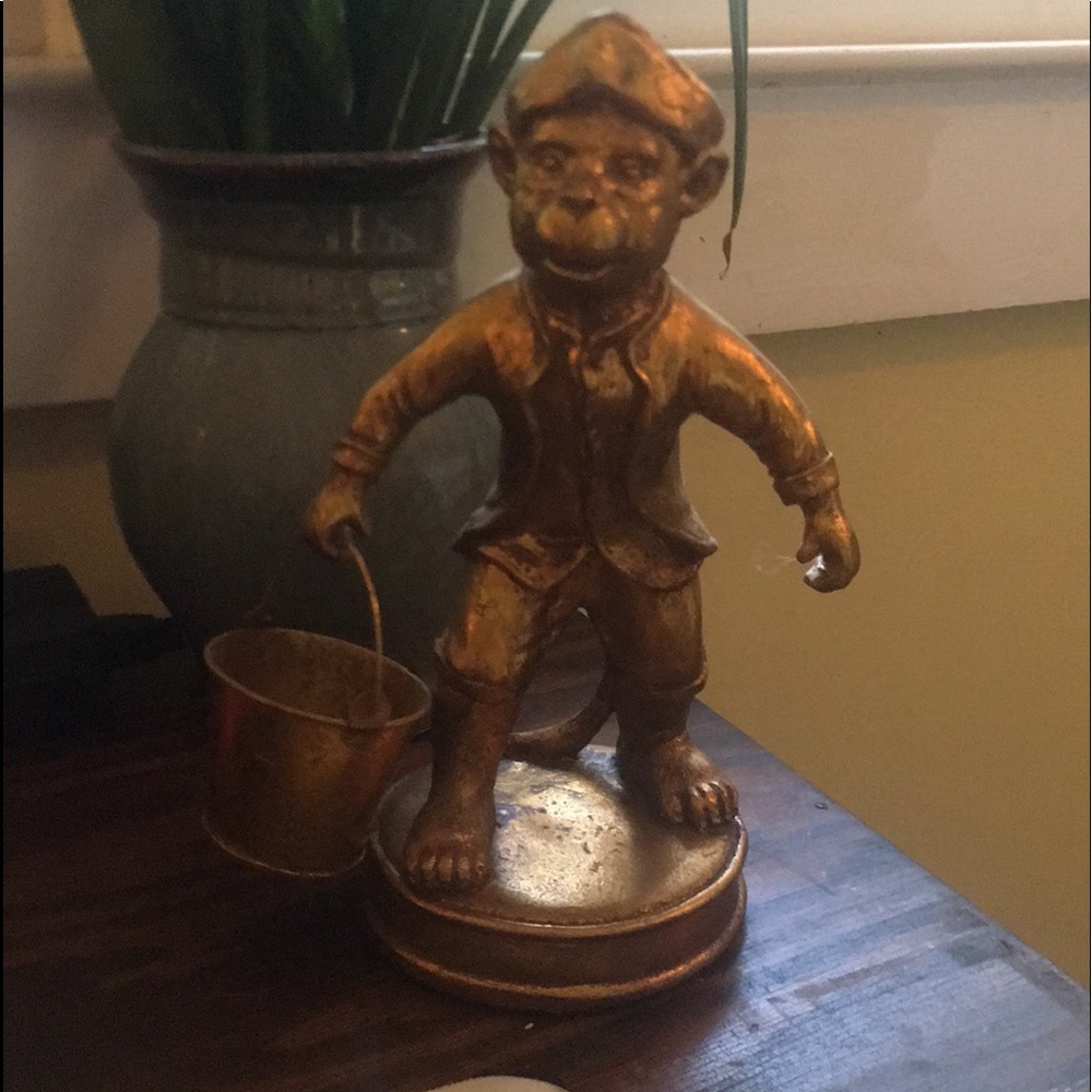Antiqued Gold monkey statue